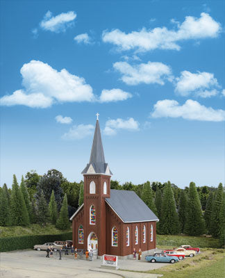 Walthers - Cornerstone Series - Brick Church - HO Scale (933-3496) - the-pennsy-station-llc