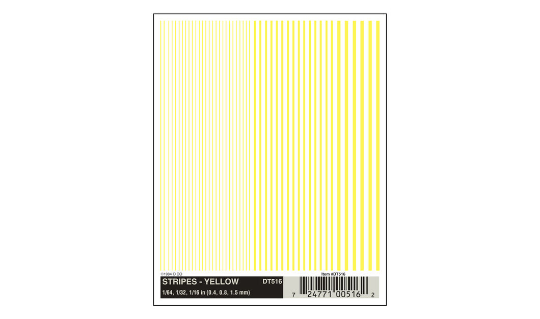 Woodland Scenics - Dry Transfer Decals -Stripes -Yellow (DT516) - the-pennsy-station-llc